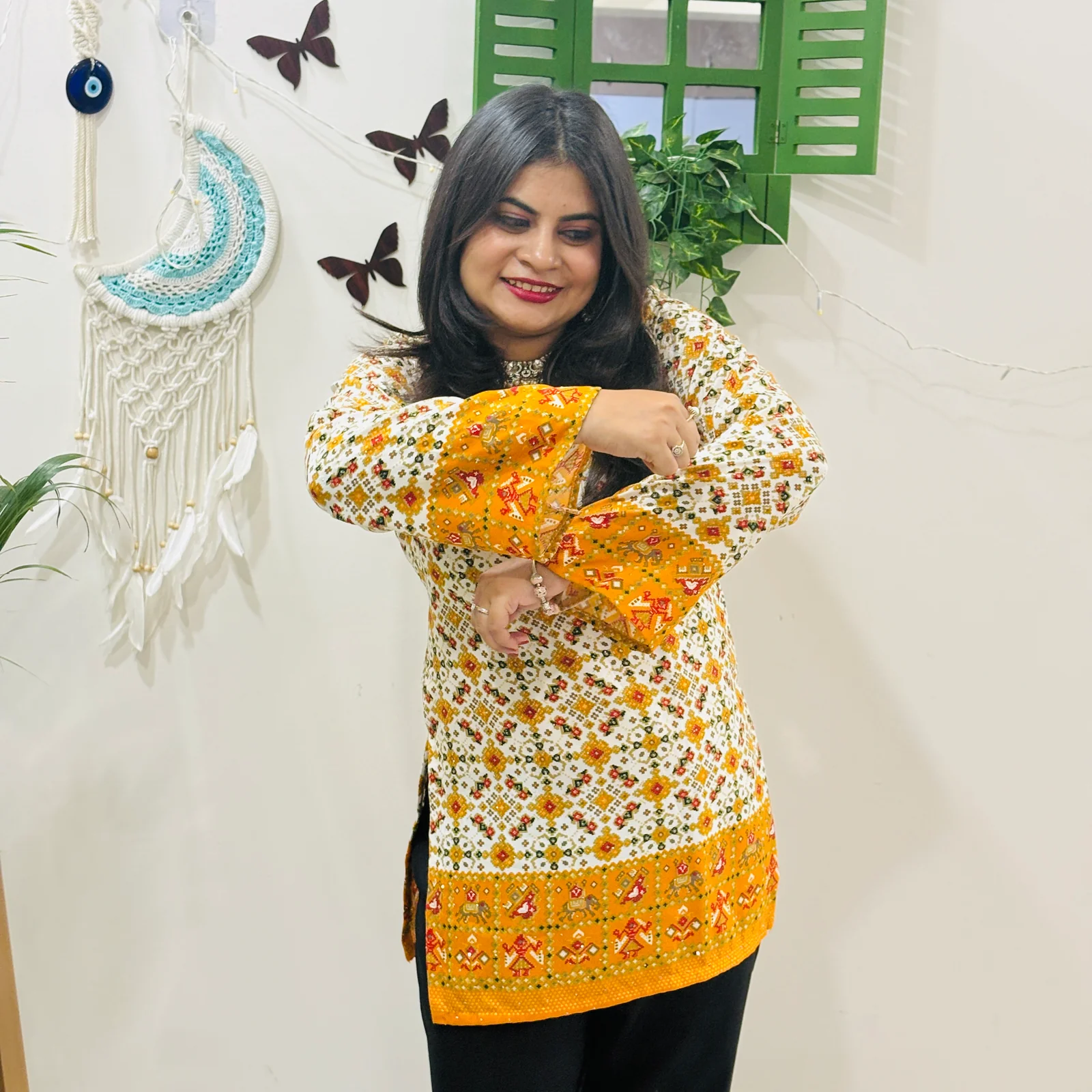 Siara Mustard Swarovski Kurti