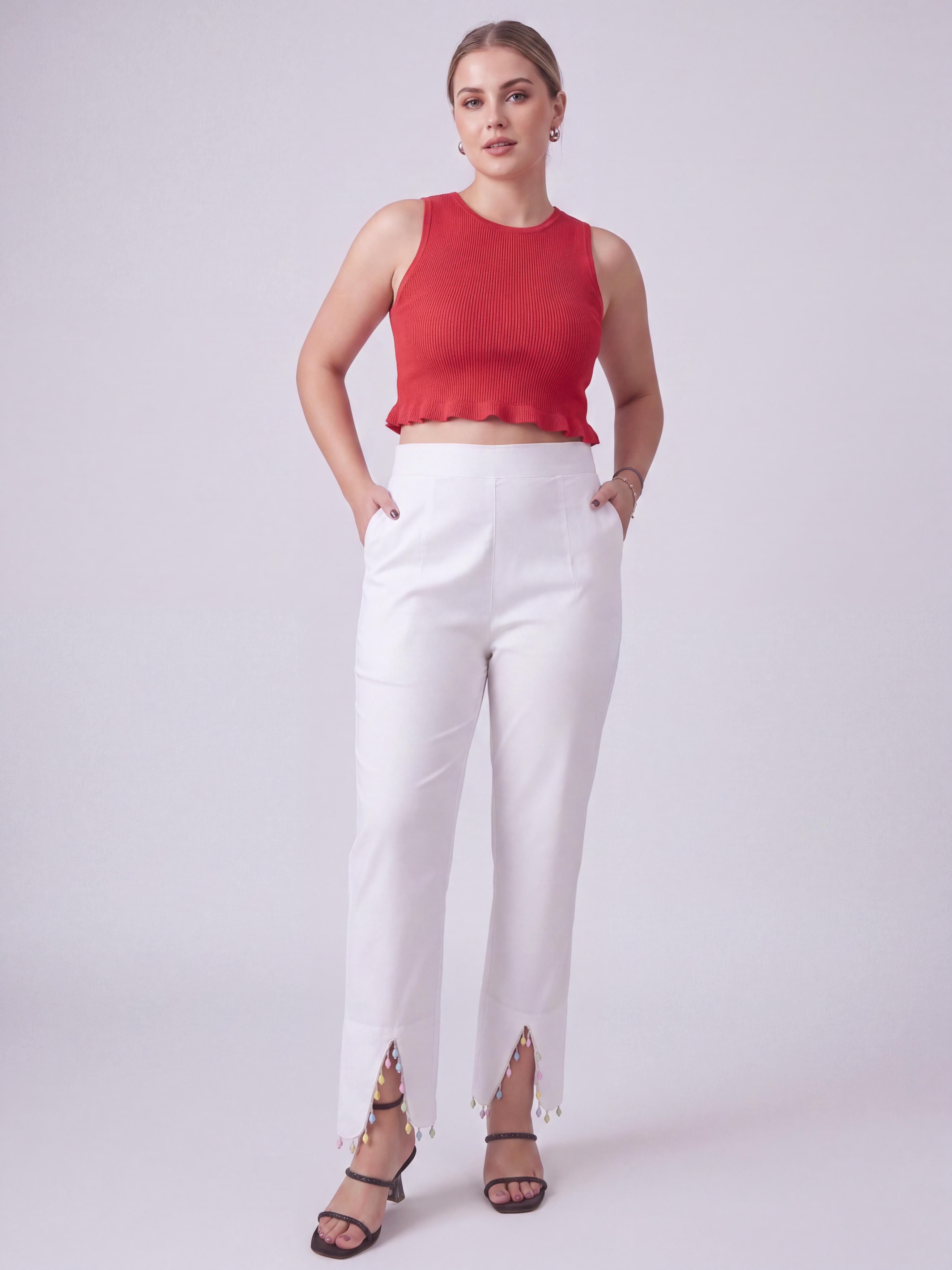 Pearl Bead Straight Pant